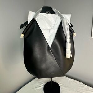 Donna Karan Black Leather Hobo Shoulder Bag Minimalist Slouchy NWT MSRP $428